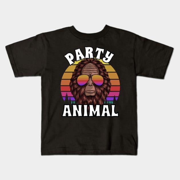 Bigfoot Sunglasses Party Animal Kids T-Shirt by RockReflections